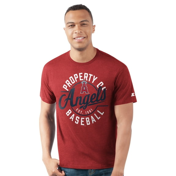 Men's Starter Red Los Angeles Angels Prime Time Property Of T-Shirt