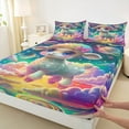 thumbnail image 3 of Feelyou Kawaii Cartoon Sheep Queen Sheet Sets, Dreamy Stars Planet Flat Sheet, Teens Boys Girls Kids Queen Fitted Sheet, Microfiber Bedroom Decor, 4pcs, 3 of 7