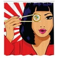 thumbnail image 3 of Ambesonne Sushi Shower Curtain, Pop Art Style Girl with Sushi, 69"Wx70"L, Multicolor, 3 of 3