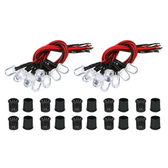 Uxcell 12V LED Emitting Diode with LED Holders 10mm Pre Wired Lamp Light Bulb and LED Plastic Clip Holder Blue 20 Set
