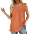 thumbnail image 3 of Scyoekwg Tank Top for Women Summer Sleeveless Pleated Crewneck T Shirts Dressy Casual Tunic Blouses Solid Color Loose Blouses (Orange,XL), 3 of 5