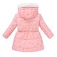 thumbnail image 2 of Hicidod Toddler Girls Winter Jacket Cute Print Padded Warm Puffer Down Coat Waist Zipper Windproof Hooded Cotton Outwear, 2 of 6