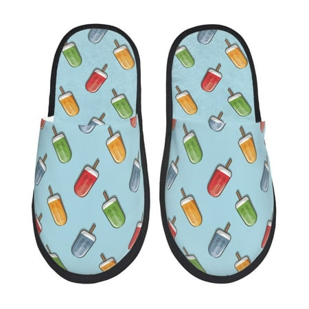 Balery Modern Ice Cream Slient Indoor Furry Fleece Comfort House Shoes Soft Non-Slip Home Shoes Cotton slippers House Slippers-- Medium