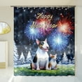 thumbnail image 3 of Happy New Year Bull Terrier Family Cheer Winter Midnight Firework Shower Curtain Bully Dog Lovers Gifts Idea Waterproof Bathroom Bathtub Curtain - 02025, 3 of 5