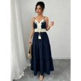 thumbnail image 6 of Womens Blue Spaghetti Strap Maxi Dress With Lace And Tassel Detail, 6 of 7