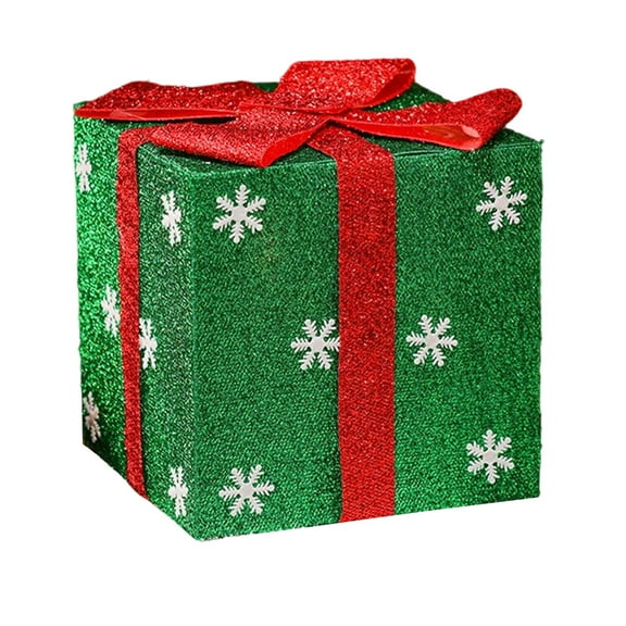 Slhenay Christmas Gift Boxes Decorations, Presents Boxes with Ribbon Bows Decor for Xmas Tree, Yard, Home, Indoor Outdoor Holiday Party Decor 25cm (Green)