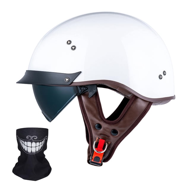 Casco VCOROS medio abierto con visera solar DOT, talla XL, blanco