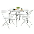thumbnail image 4 of Matladin Outdoor Folding Table and Chairs Set, 34 inch, Folding Table with 4 Plastic Folding Chairs, Sturdy for Outdoor, Home, Kitchen, White, 5 Pieces Set, 4 of 5