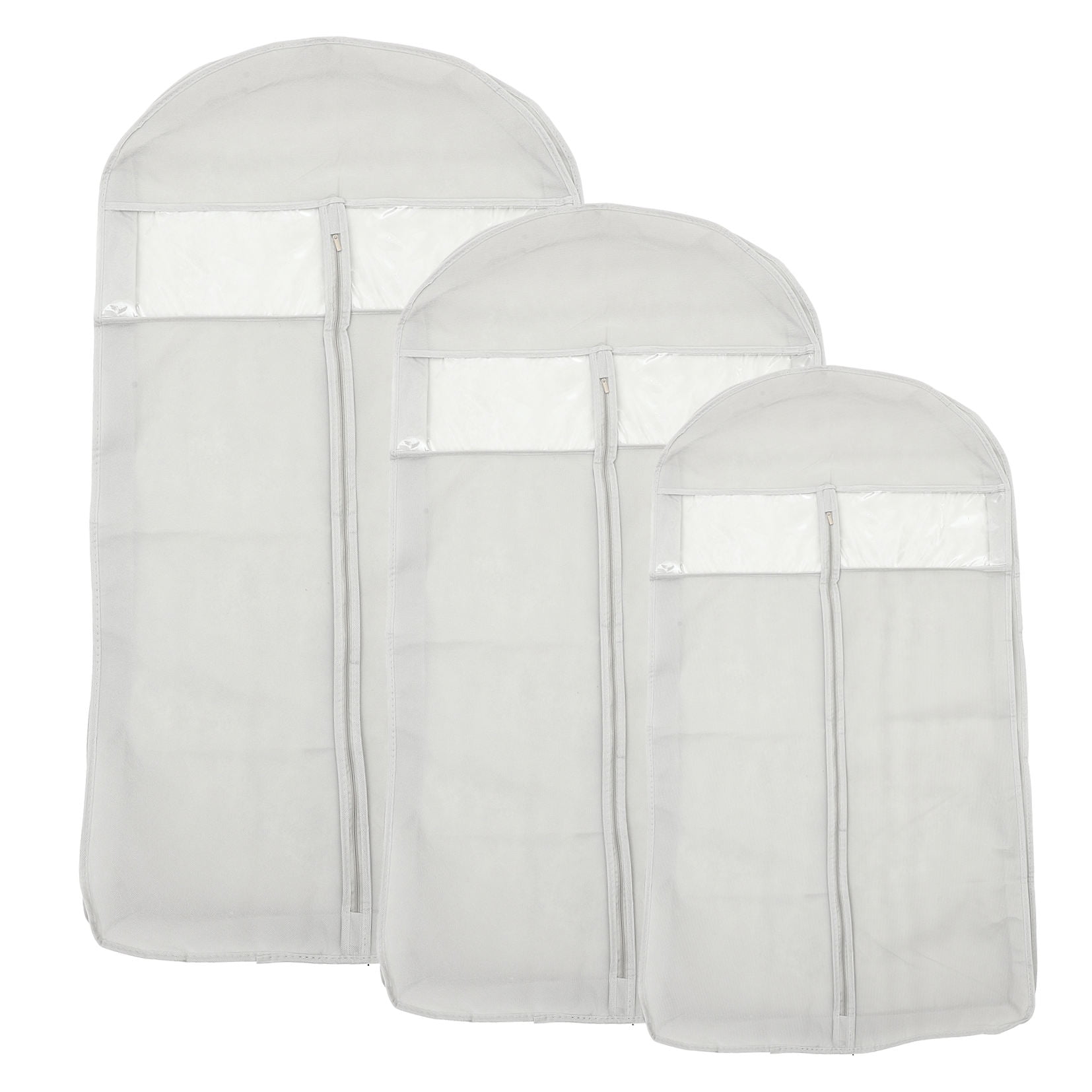 WHAMVOX 3-Pack Grey Hanging Garment Bags, Clothes Storage Covers for Closet Organization and