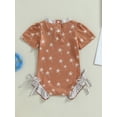 thumbnail image 4 of Coduop Infant Baby Girls Bodysuit Romper Coconut Tree Print Short Sleeve Bowknot Jumpsuits Summer, 4 of 8