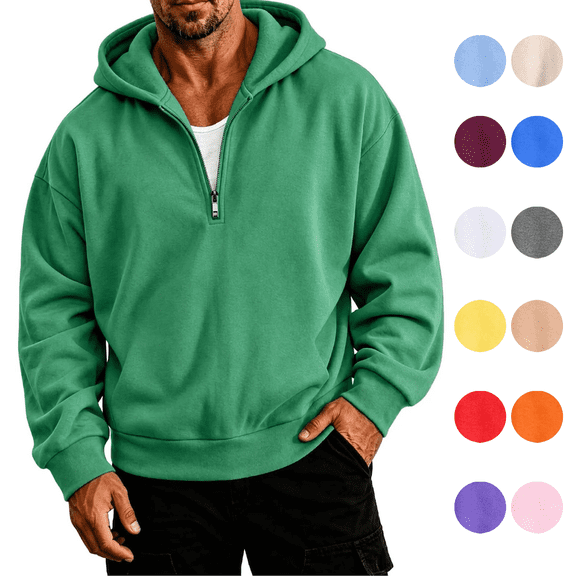 Zormilly Hoodies for Men Fall Winter Fleece Quarter Zip Pullover Sweatshirt Fashion Casual Oversized Sweatshirts, S-3XL