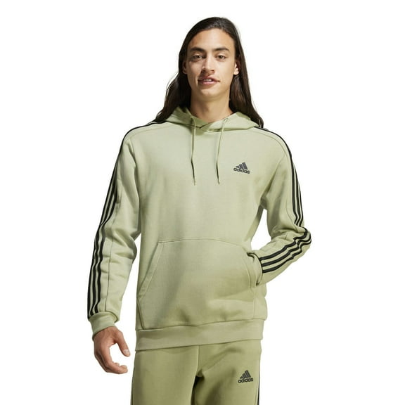 Men's adidas Essentials Fleece 3-Stripes Hoodie Color: Tent Green Size: M