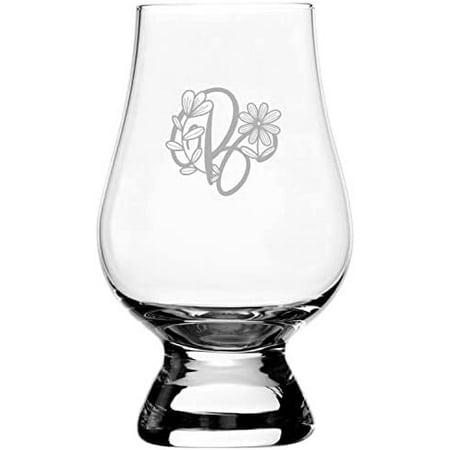 

B Daishy Daisy Monogram Etched 6.5oz Glencairn Whisky Glass
