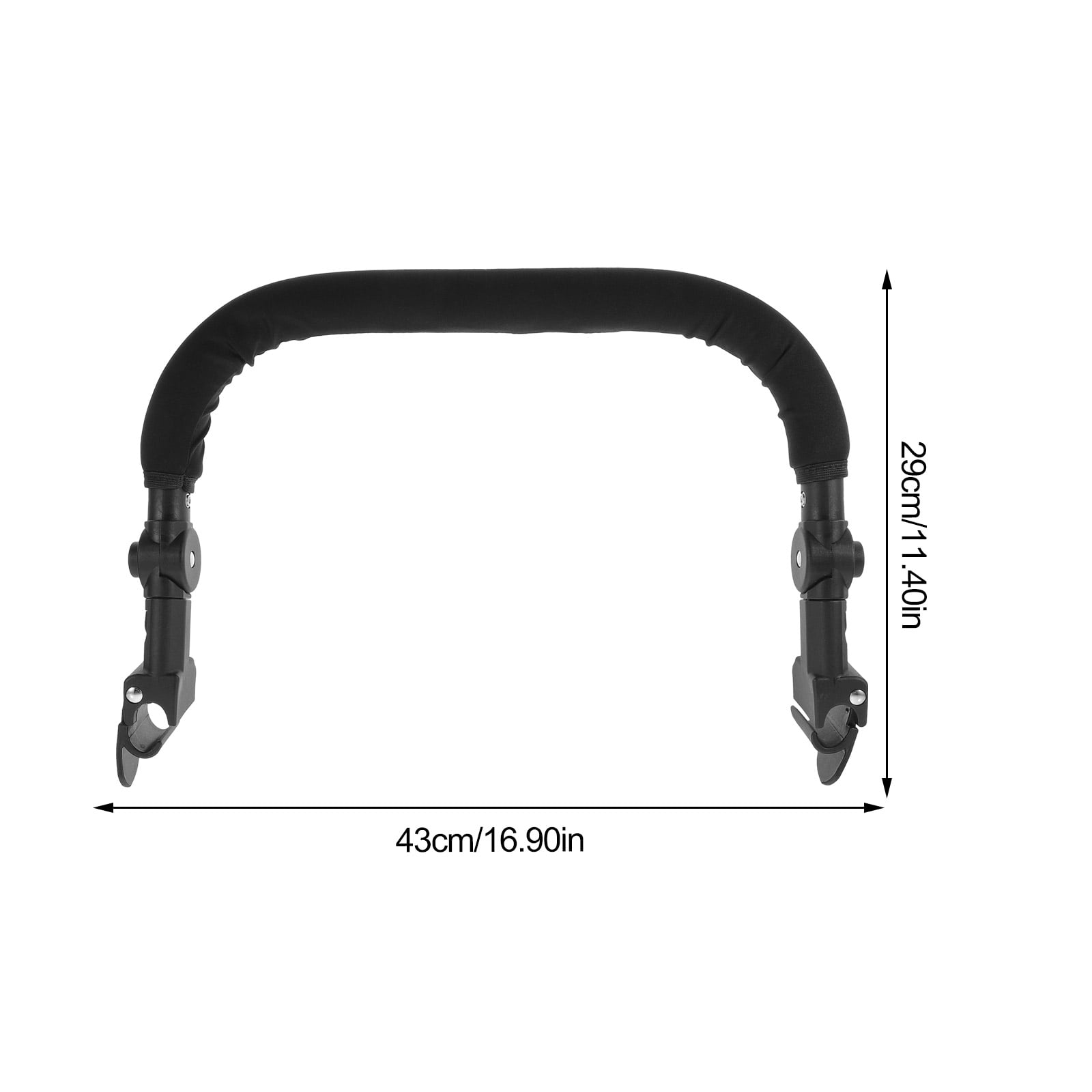Pawsdot Adjustable Stroller Handle Black Sponge Plastic for Parents Daily Use 1Pcs
