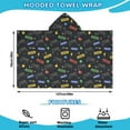 thumbnail image 2 of Black Controllers Games Icons Black Pattern Hooded Bath Towel，50"x30" for Ages 3 To 12 Kids, Quick Dry Lightweight Soft Microfiber Hood Beach Towel Cover Up for Kids, 2 of 7
