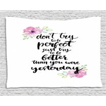 Motivational Tapestry, Motivation Boosting Inspiration Enchanting Quote Be Better than Yesterday, Wall Hanging for Bedroom Living Room Dorm Decor, 80W X 60L Inches, Rose Black, by Ambesonne