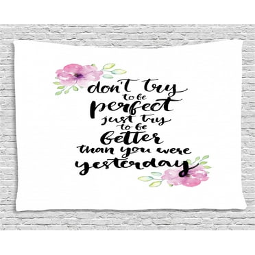 Motivational Tapestry, Motivation Boosting Inspiration Enchanting Quote Be Better than Yesterday, Wall Hanging for Bedroom Living Room Dorm Decor, 80W X 60L Inches, Rose Black, by Ambesonne