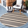 thumbnail image 2 of Safavieh Courtyard Caroline Striped Indoor/Outdoor Area Rug, Black/Bone, 6'7" x 6'7" Round, 2 of 12