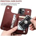 thumbnail image 4 of REQO Compatible with iPhone 12 Pro Max Wallet Case with Card Holder,PU Leather Kickstand Card Slots Case, Double Magnetic Clasp and Durable Shockproof Cover 6.7 Inch(Brown), 4 of 7