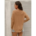 thumbnail image 2 of Womens Long Sleeve Button Down Shirts Waffle Knit Shacket Jacket Oversized Blouses Tops, 2 of 6