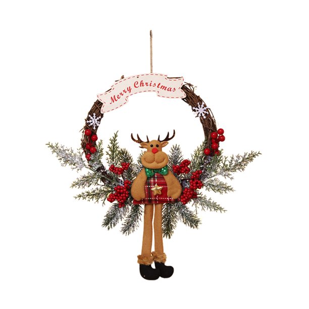 Navidad Lindo Papá Noel Muñeco De Nieve Elk Guirnalda Puerta De Navidad Guirnalda Para La Decoración De La Fiesta En Casa Minnieouse HA043199-03