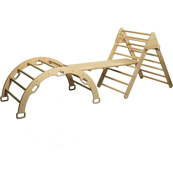 Kidodido Montessori Climbing Set, Arch And Triangle Ramp, Premium Wooden Playground Climber, 1 Count