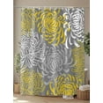 thumbnail image 4 of Yellow Gray Floral Shower Curtain, Abstract Flowers Pattern Bathroom Decor Curtains Set with Hooks, Waterproof Fabric Home Accessories， 66 X 72 Inch Long, 4 of 6