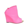 thumbnail image 2 of Miss L DG87 Women Leatherette Peep Toe Tailored Single Sole Wedge Bootie, 2 of 5