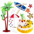 thumbnail image 2 of 10PCS Beach Themed Cake Decorations Palm Tree, Boat, Parasol & Chair Ornaments for Summer Parties, Birthdays and Celebrations, 2 of 2