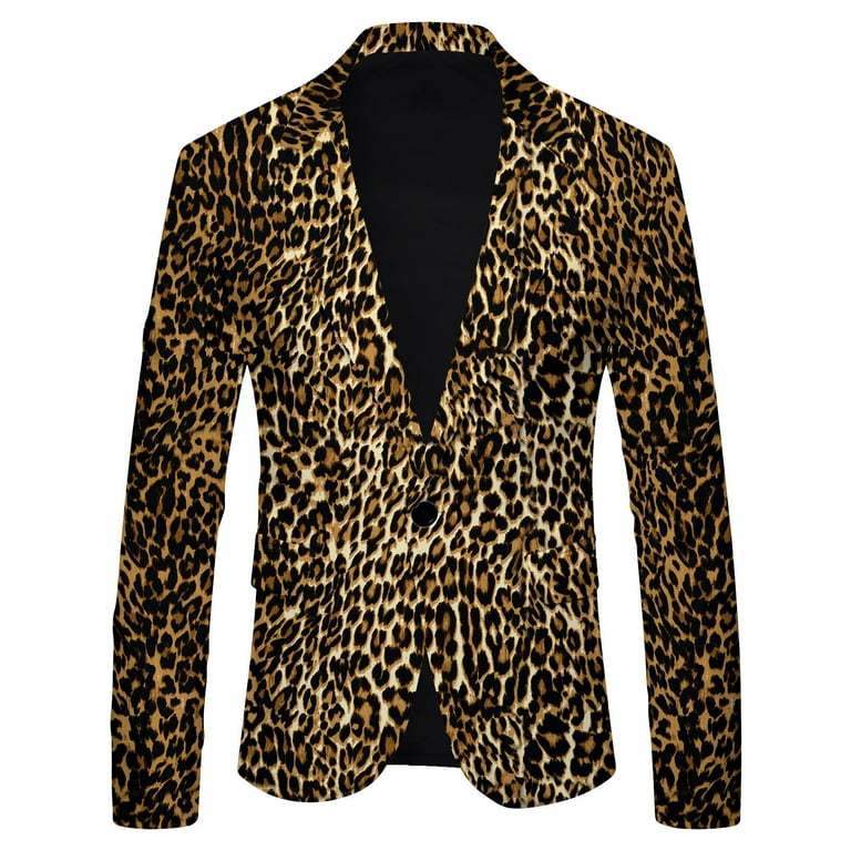 Gubotare Men's Casual Suit Jacket Leopard Print Casual British