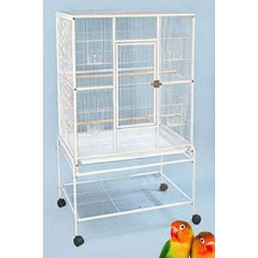White 54-Inch Wrought Iron Large Bird Flight Cage with Removable Rolling Stand for Small Parrot Cockatiel Sun Parakeet Conure Lovebird Canary