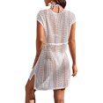thumbnail image 3 of Womens Bathing Suit Cover Ups Sexy See Through Crochet Tie Waist Bikini Swimwear Beach Swimsuit Cover Up Dresses, 3 of 4