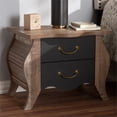 thumbnail image 2 of Bowery Hill 2 Drawer Wood Nightstand in Black and Oak, 2 of 10