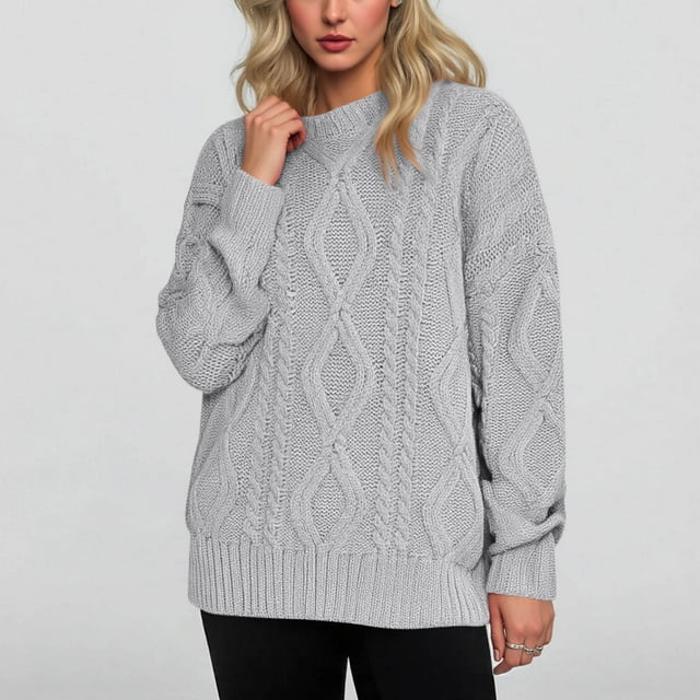 Heisall Womens Sweaters Autumn Winter Long Sleeve Solid Color Round Neck 2025 New Arrival Fashion Casual Tops