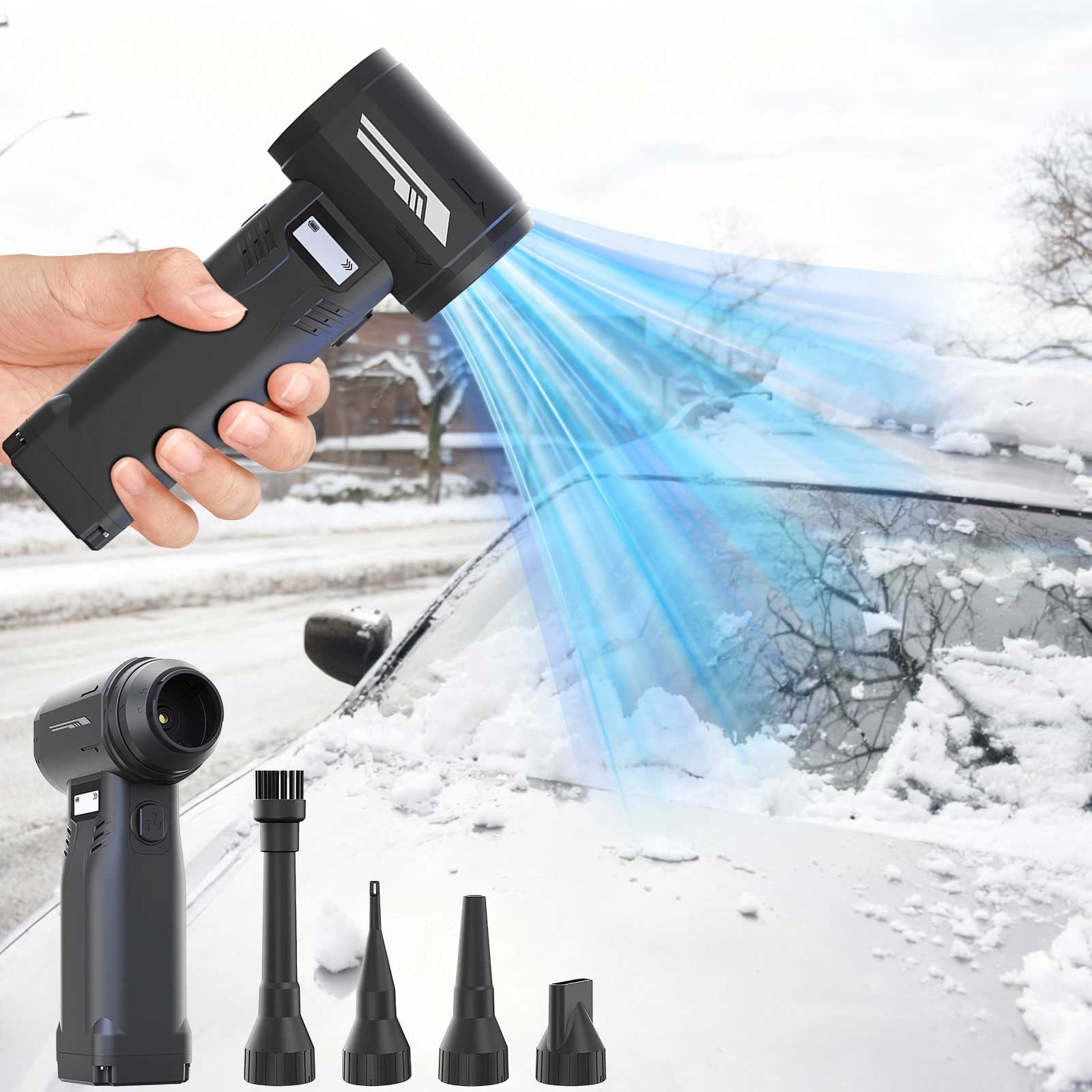 Portable Snow Blower - 110000 RPM Electric Blower with Multiple Nozzles - Powerful Snow and Leaf Blower