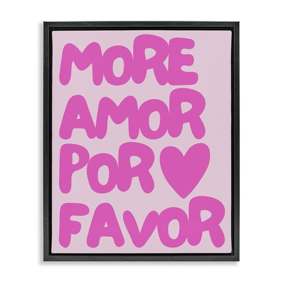 Stupell Industries Pink Pastel More Amor Text & Numbers Painting Black Floater Framed Canvas Art Print Wall Art, 17 x 21