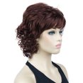 thumbnail image 2 of Short Curly Wigs Soft Shaggy Layered Classic Cap Full Synthetic Wigs for Women，12" Dark Auburn, 2 of 8