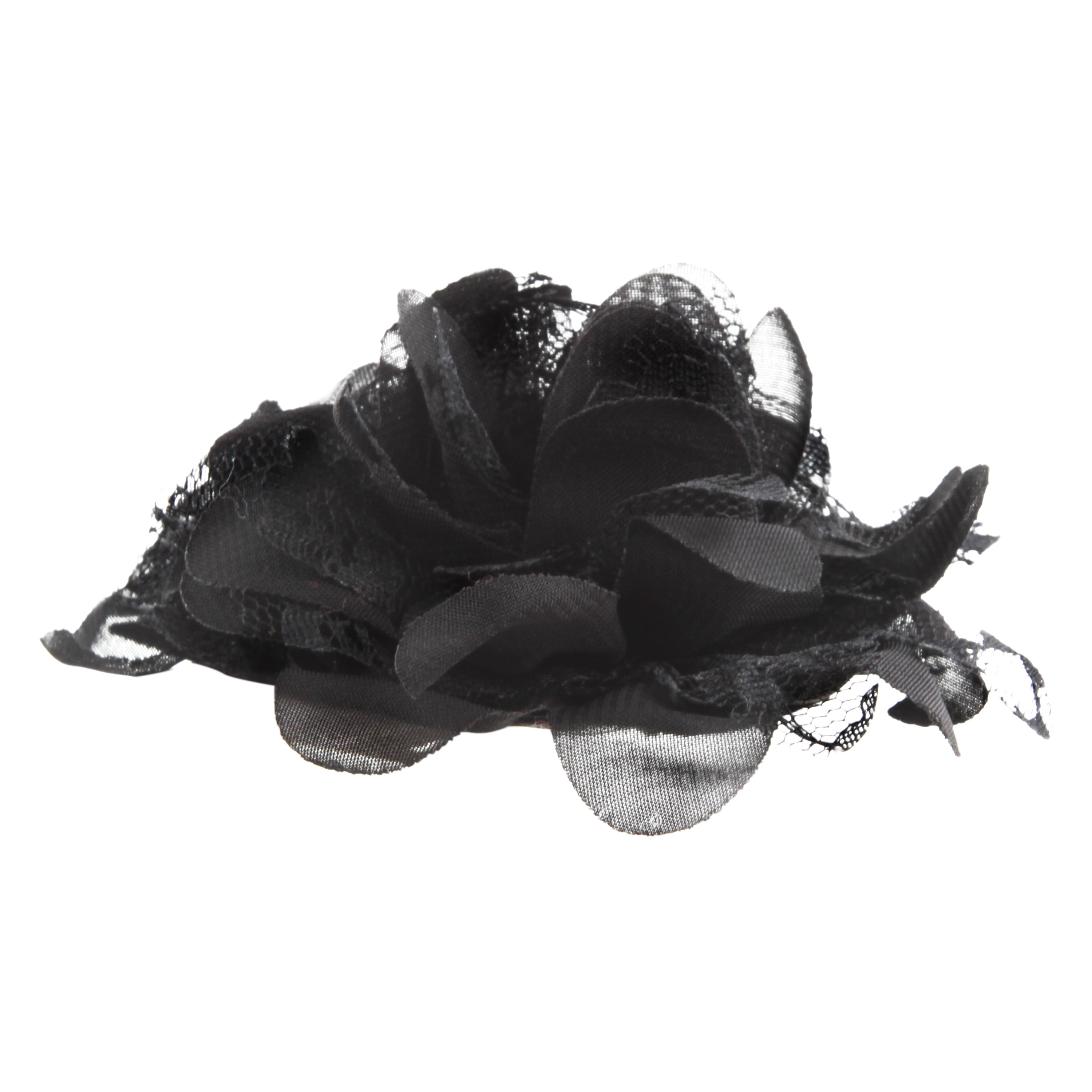 Offray Black 4 1/2' Handmade Chiffon Flower With Lace Applique Is The Perfect Finishing Accent To Any Project, 1 Each