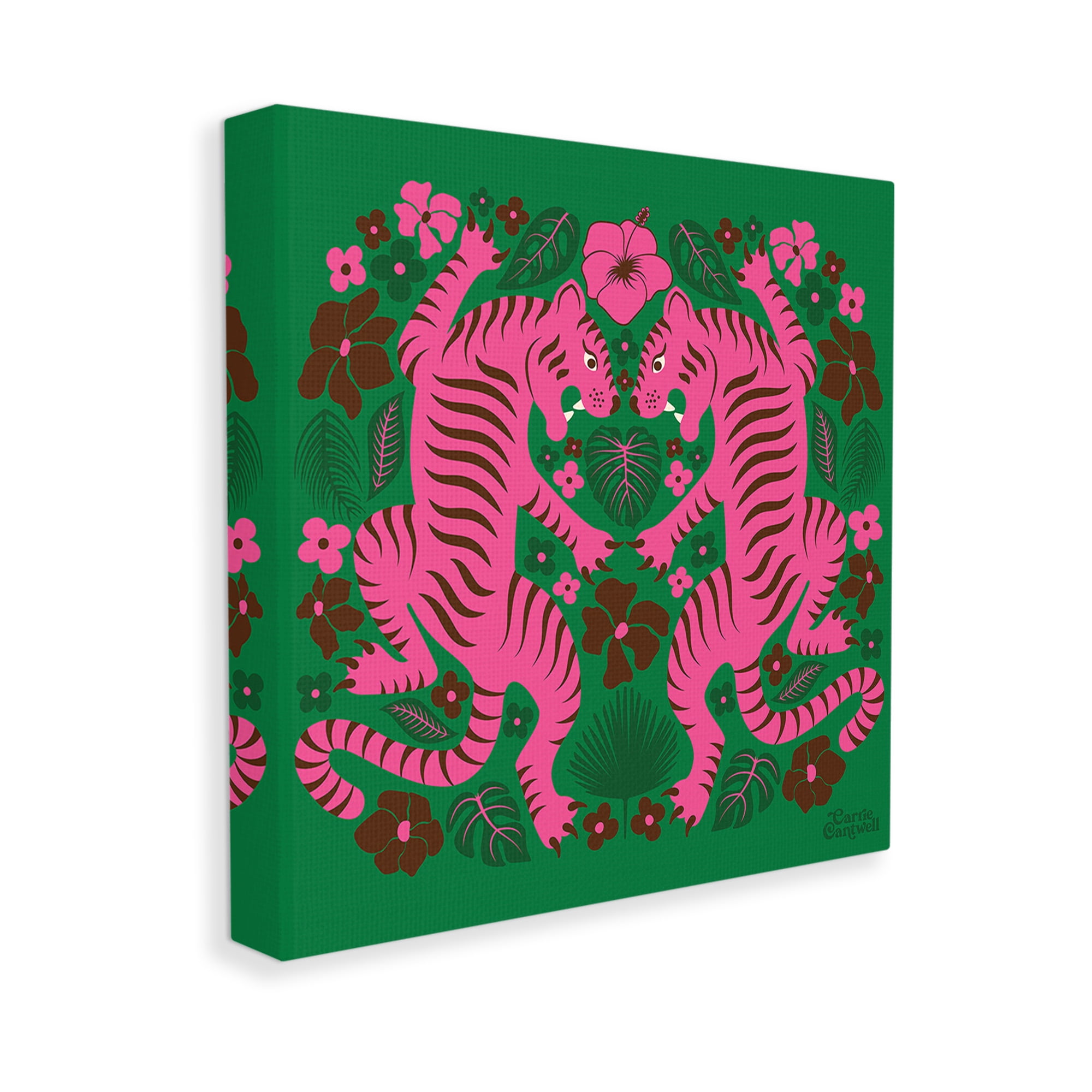 Stupell Industries Tropical Tigers Pattern Animals & Insects Painting Gallery Wrapped Canvas Art Print Wall Art, 24 x 24