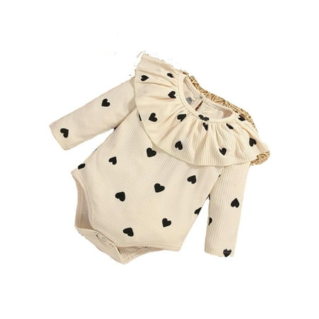 

Heart print Round Neck Tee Long Sleeve Apricot Baby Bodysuits (Baby s)