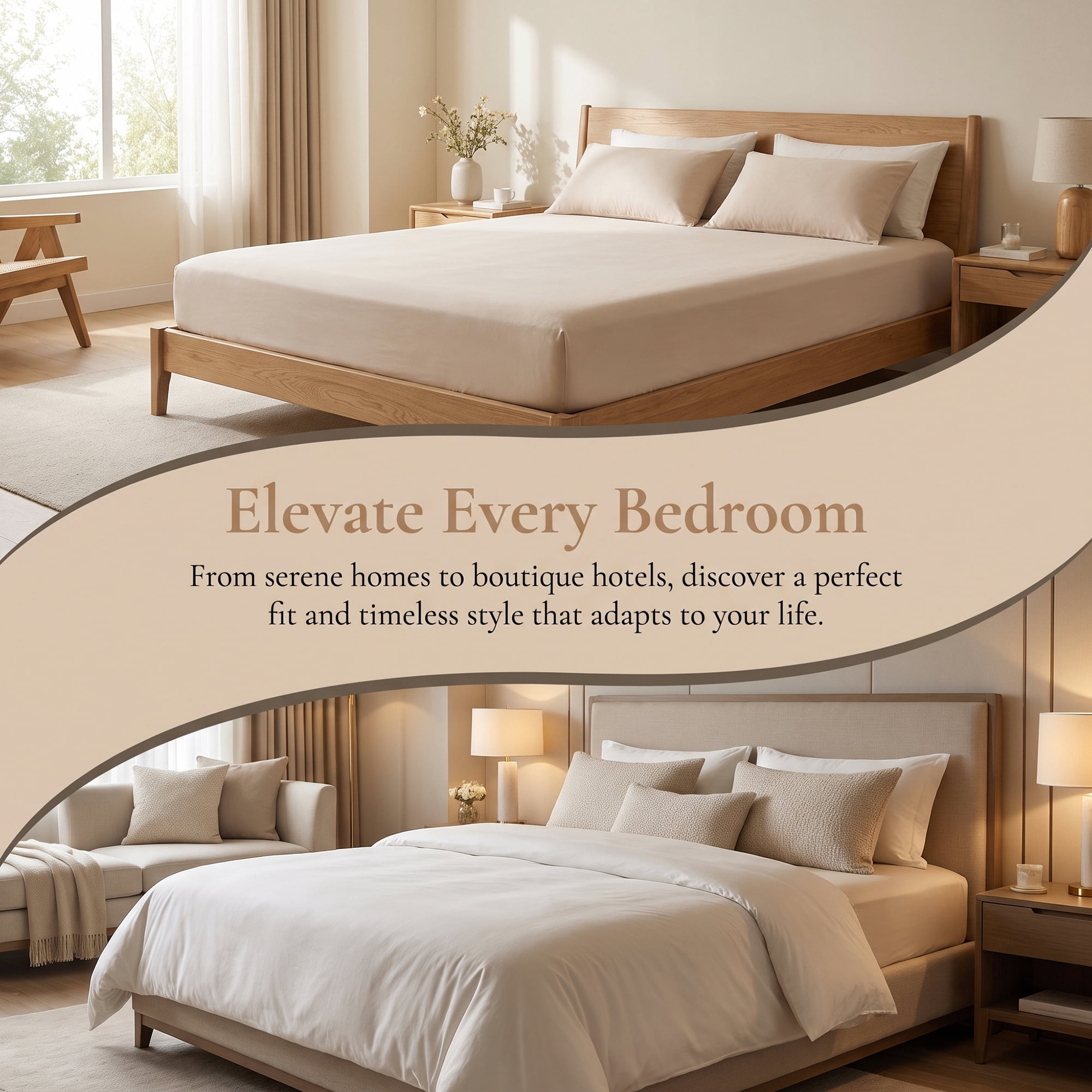Unique Bargains Fitted Sheet Cotton Bed Sheets Cooling for Sleep 71"x78.7" Creamy Coffee