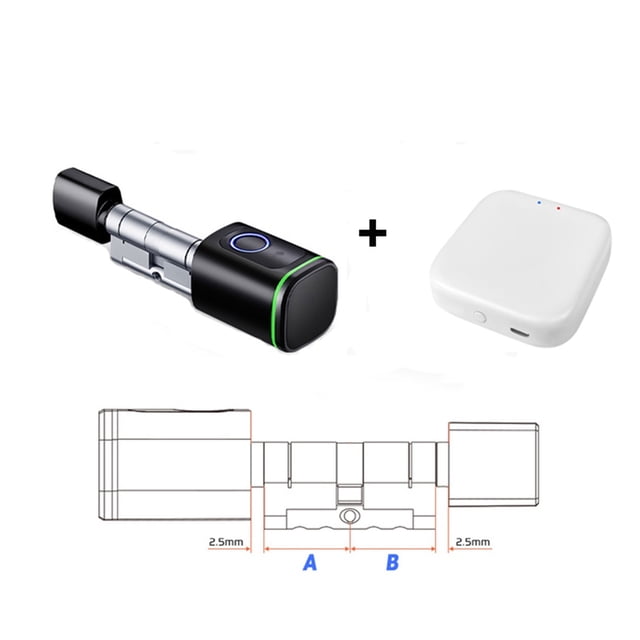 Door Lock, Tuya Smart Lock Cylinder Fingerprint Card Key App Remote Control Lock Core Home Old Door Replacement ,Easy to Install