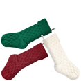 thumbnail image 3 of Calcetines largos personalizados para decoración del hogar, medias largas navideñas con patrón de tejido de Cable, decoración navideña, 2023, 3 of 4