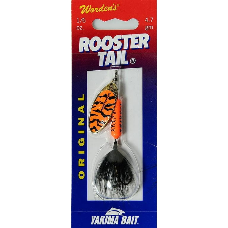 Yakima Bait Worden's Original Single Hook Rooster Tail, Inline Spinnerbait  Fishing Lure, Orange Tiger, 1/6 oz.