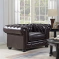 thumbnail image 4 of Home Square 2 Piece Set with Leather Chesterfield Accent Chair and Sofa in Brown, 4 of 15