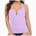 thumbnail image 4 of HCNTES Women Tankini Top Only - Tummy Control Bathing Suit Top Modest Swim Tank Top Swimsuits No Bottom (Y508-Light Purple,XL), 4 of 9