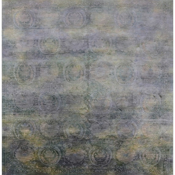 Ahgly Company Machine Washable Indoor Square Industrial Modern Cloudy Gray Area Rugs, 4' Square