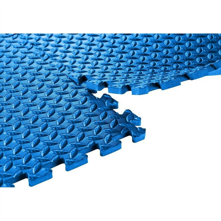 Everyday Essentials 1/2 in Thick Flooring Puzzle Exercise Mat with High Quality Eva Foam Interlocking tiles, 6 Piece, 24 Sq ft, Blue