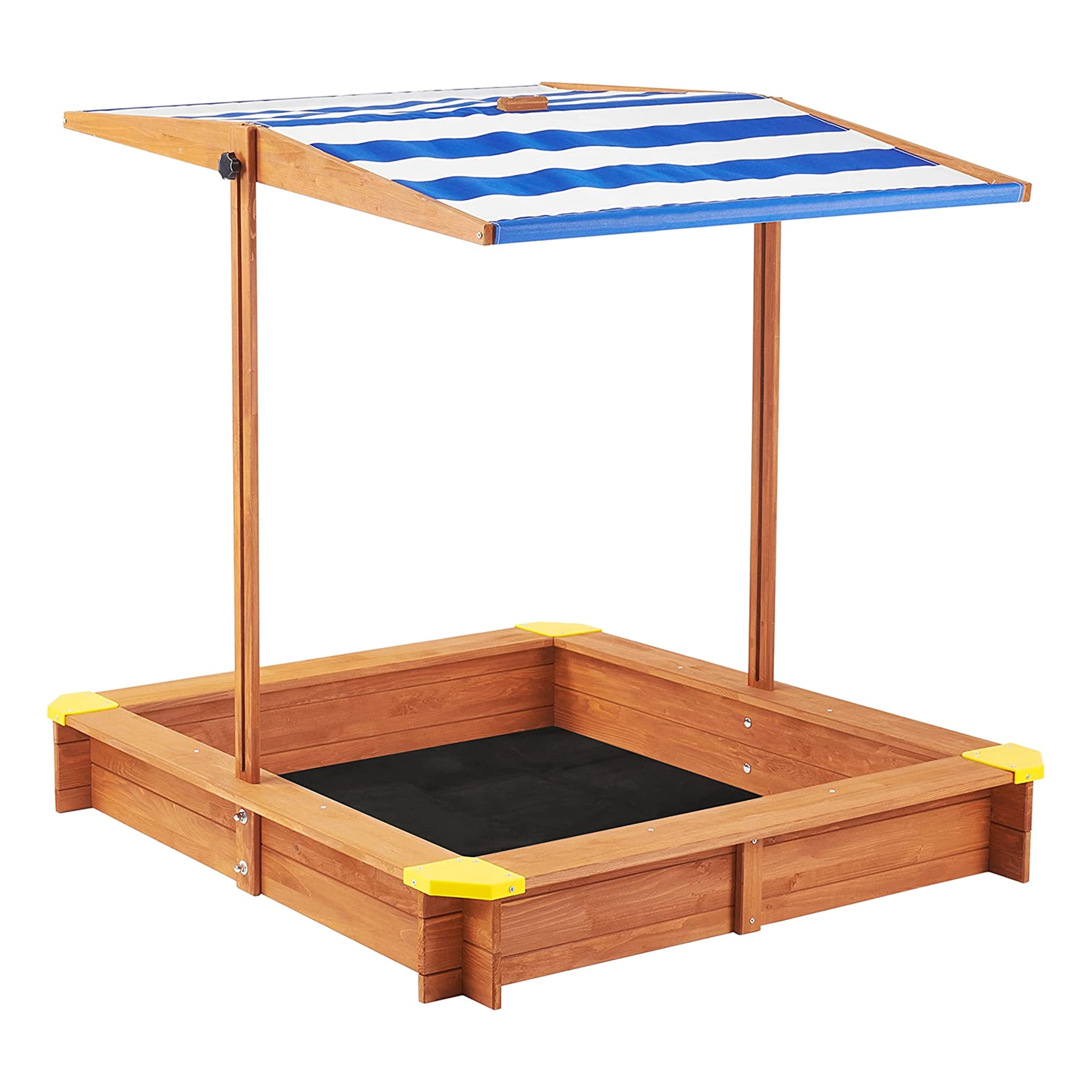 Kids Sandbox with Cover, 46" Wooden Sand Box with Adjustable Canopy, Large Outdoor Cedar Sandpit for Backyard Play, UV-Protected Retractable Roof