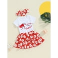 thumbnail image 2 of Suealasg Baby Girls 3Pcs Summer Skirt Outfits 3 6 12 18 Months Infant Short Sleeve Romper Tiered Baseball Print Skirt Headband Sets Newborn Girls Baseball Clothes, 2 of 8